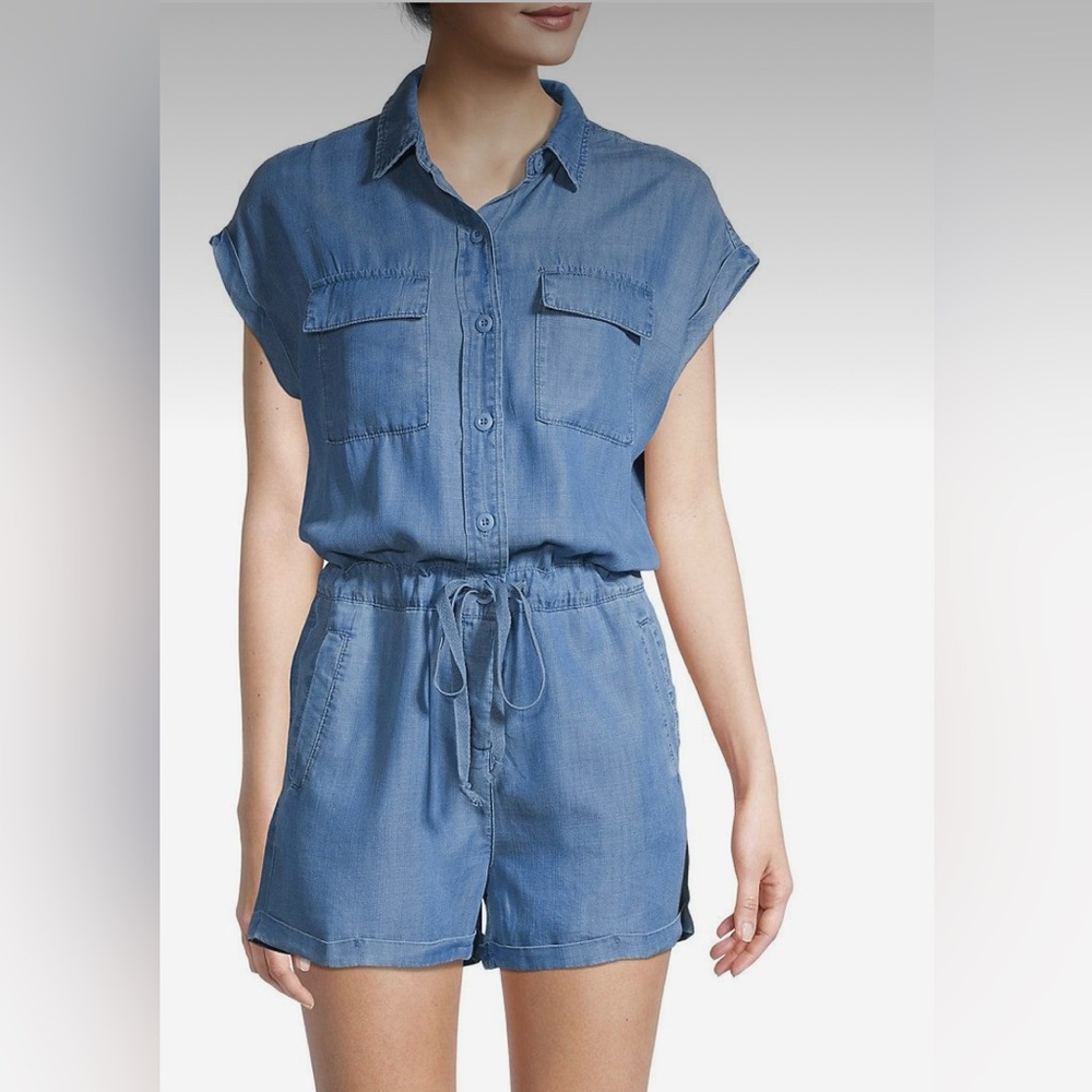 Denim romper shorts